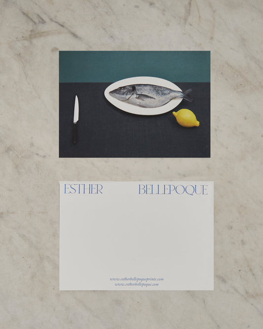Fish, Knife and Lemon Card.